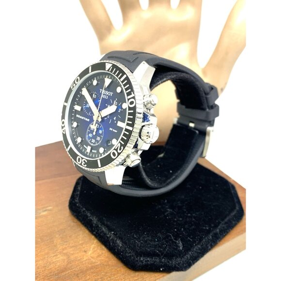 Tissot Men's Watch Seastar Chronograph Swiss Quartz Black Blue T1204171704100 - Picture 2 of 15